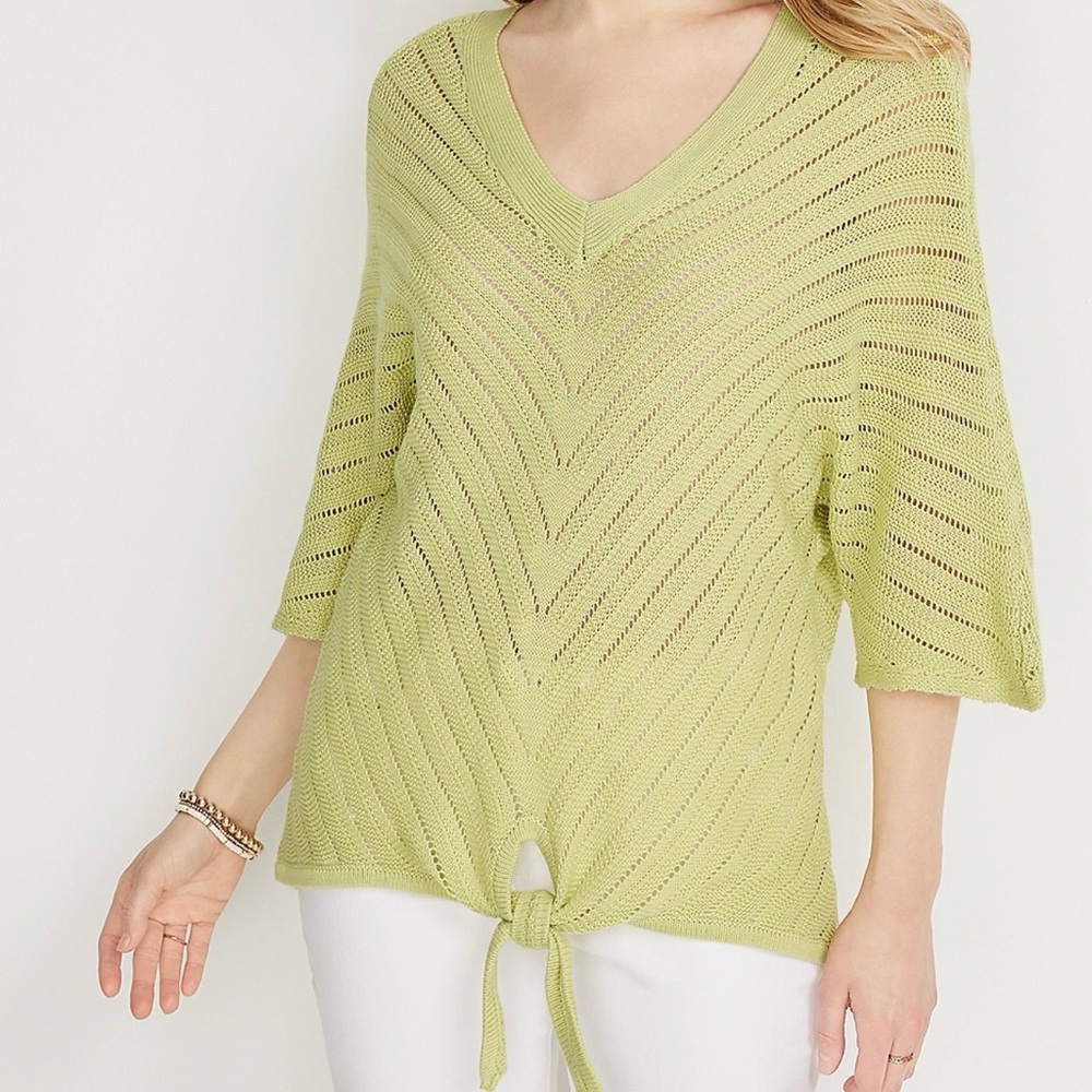 Maurices Lime Green Knit V-Neck Sweater